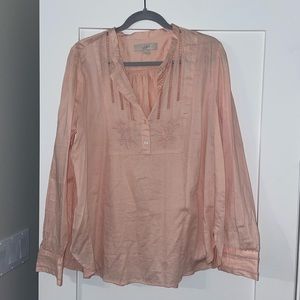 Loft Light Pink Embroidered Tunic Blouse